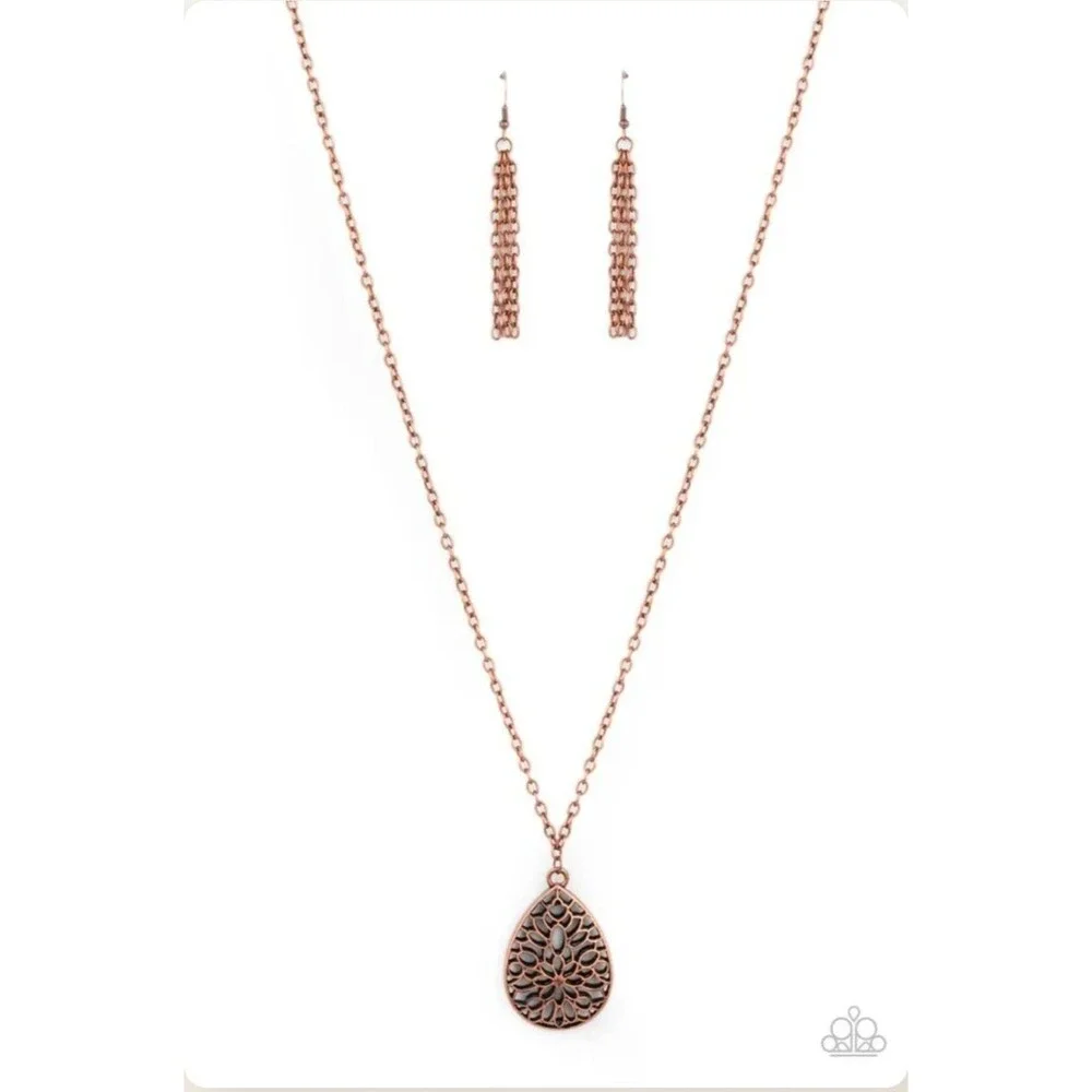 Paparazzi Garden Estate Copper Floral Necklace - NWT Earthy Boho